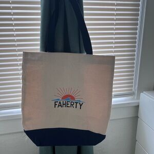 Faherty Canvas Tote with Navy Details